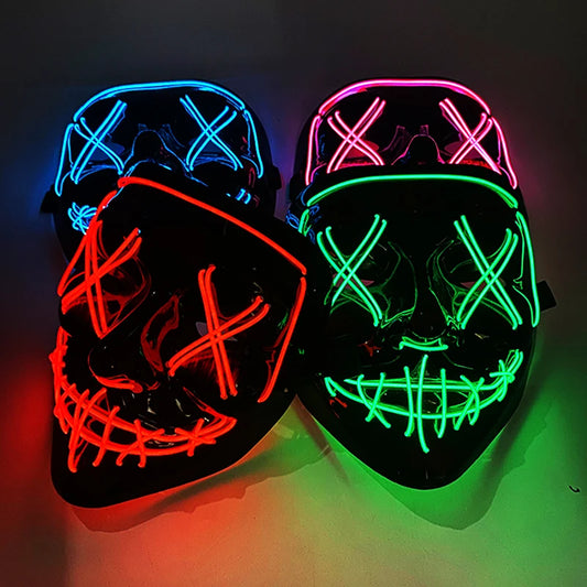Neon Halloween LED Masks - Scary Costume Outfit Mask