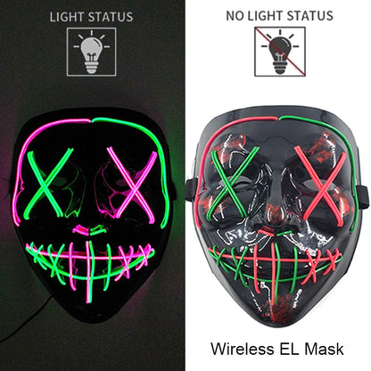 Neon Halloween LED Masks - Scary Costume Outfit Mask