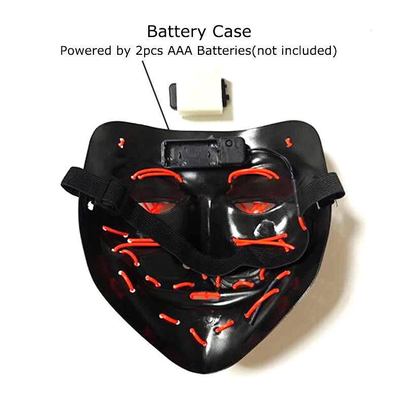 Neon Halloween LED Masks - Scary Costume Outfit Mask