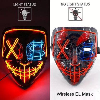 Neon Halloween LED Masks - Scary Costume Outfit Mask