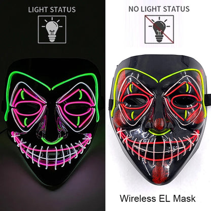Neon Halloween LED Masks - Scary Costume Outfit Mask
