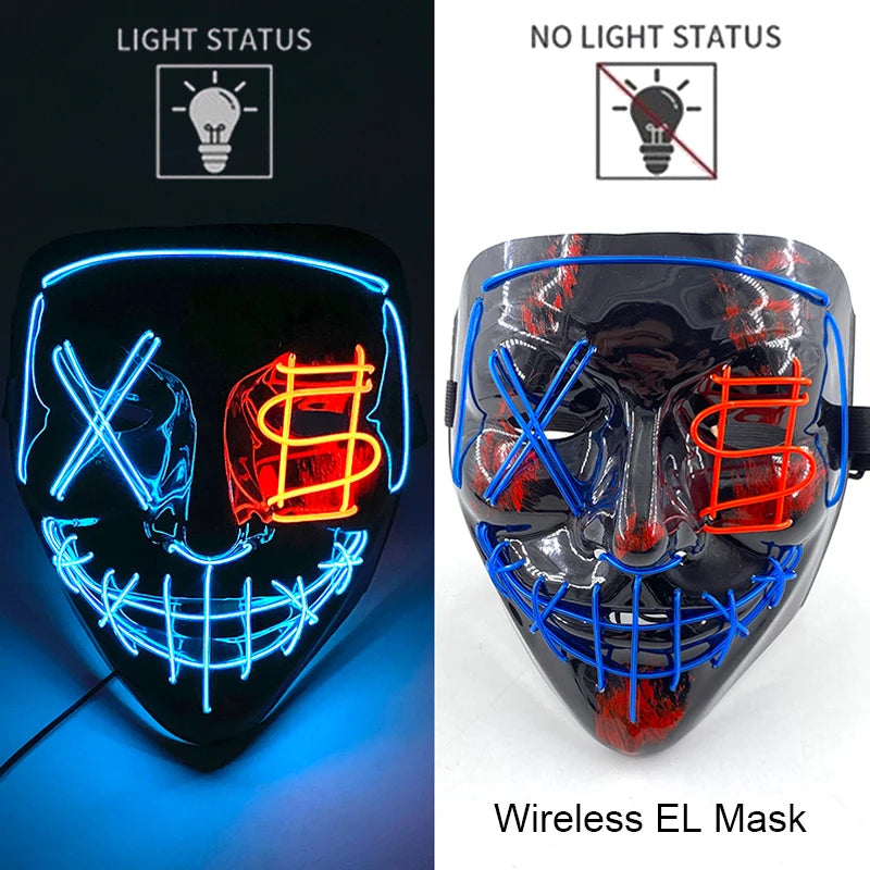 Neon Halloween LED Masks - Scary Costume Outfit Mask