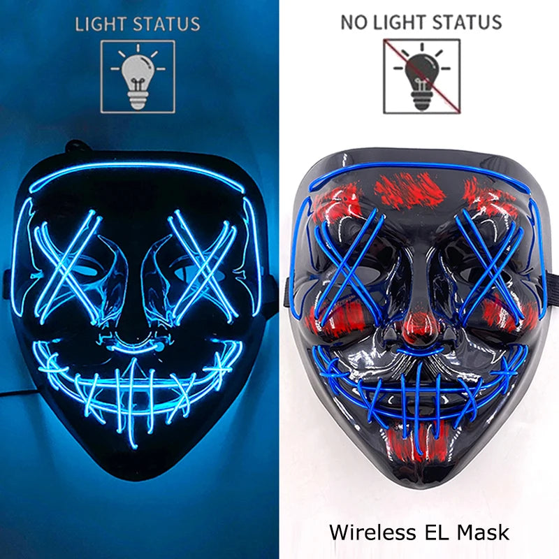 Neon Halloween LED Masks - Scary Costume Outfit Mask