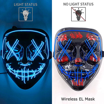 Neon Halloween LED Masks - Scary Costume Outfit Mask