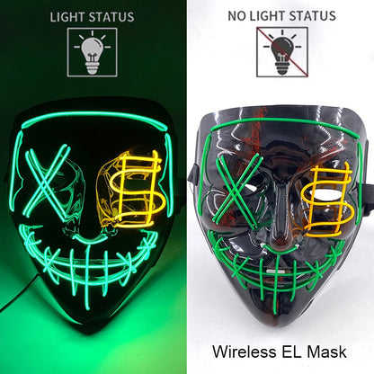 Neon Halloween LED Masks - Scary Costume Outfit Mask
