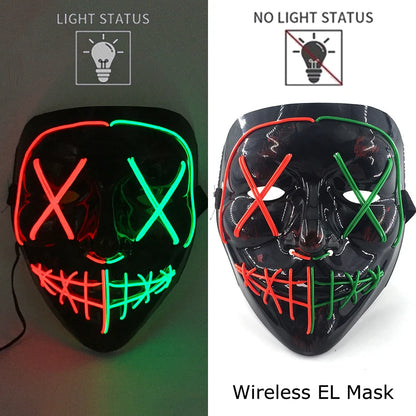 Neon Halloween LED Masks - Scary Costume Outfit Mask