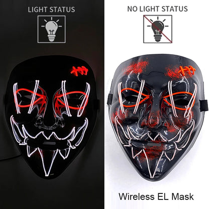 Neon Halloween LED Masks - Scary Costume Outfit Mask