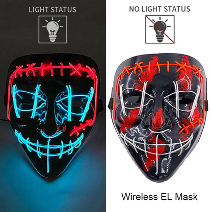 Neon Halloween LED Masks - Scary Costume Outfit Mask