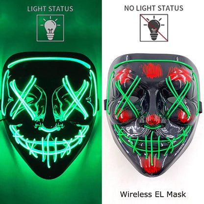Neon Halloween LED Masks - Scary Costume Outfit Mask