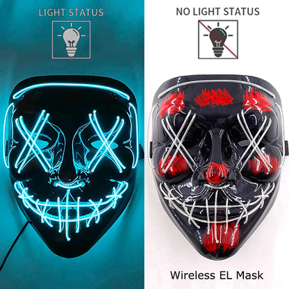 Neon Halloween LED Masks - Scary Costume Outfit Mask