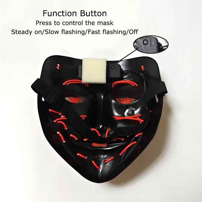 Neon Halloween LED Masks - Scary Costume Outfit Mask