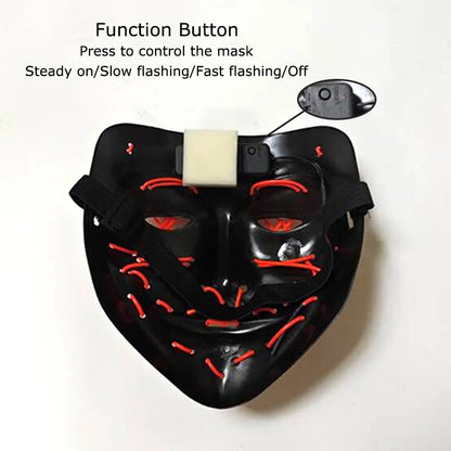 Neon Halloween LED Masks - Scary Costume Outfit Mask
