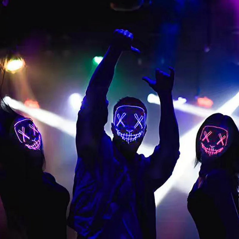 Neon Halloween LED Masks - Scary Costume Outfit Mask
