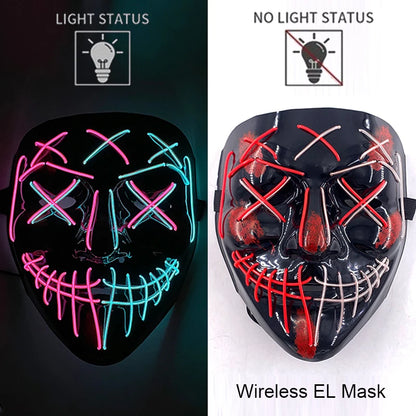 Neon Halloween LED Masks - Scary Costume Outfit Mask