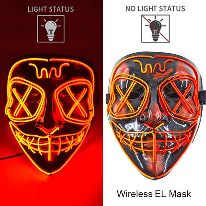 Neon Halloween LED Masks - Scary Costume Outfit Mask