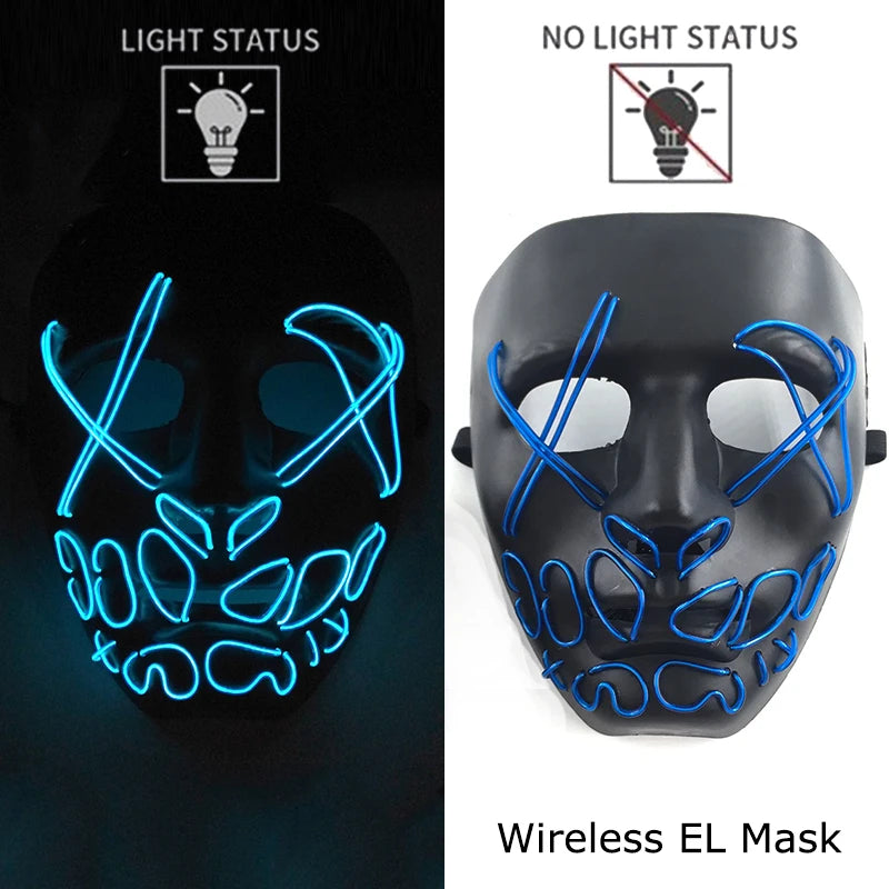 Neon Halloween LED Masks - Scary Costume Outfit Mask