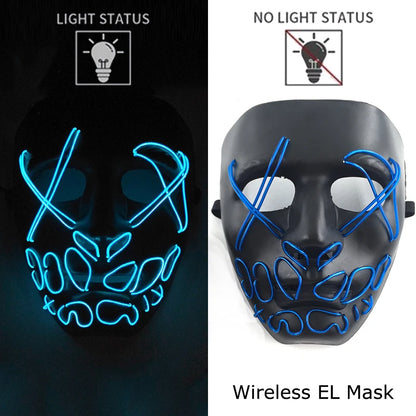 Neon Halloween LED Masks - Scary Costume Outfit Mask