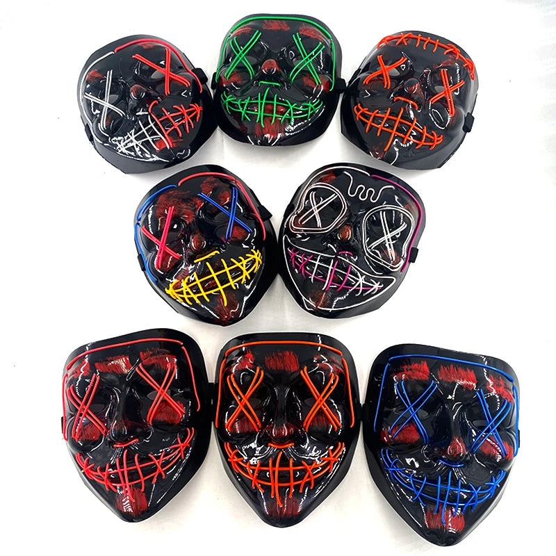 Neon Halloween LED Masks - Scary Costume Outfit Mask
