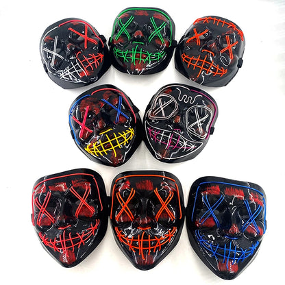 Neon Halloween LED Masks - Scary Costume Outfit Mask