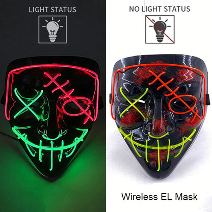 Neon Halloween LED Masks - Scary Costume Outfit Mask