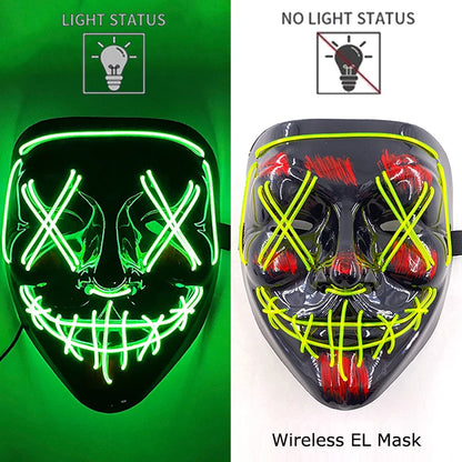 Neon Halloween LED Masks - Scary Costume Outfit Mask