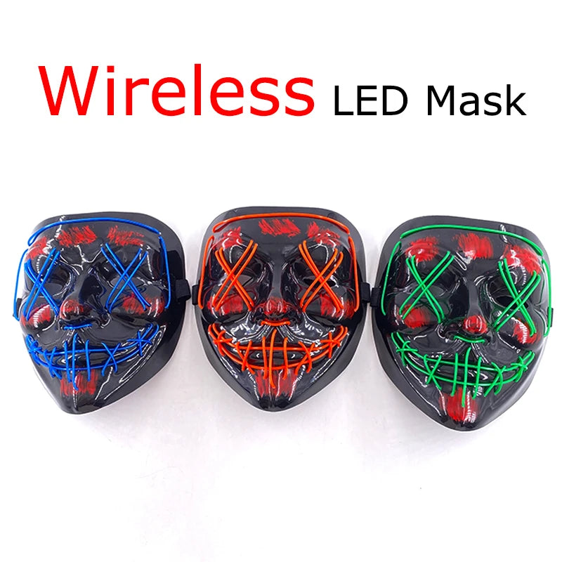 Neon Halloween LED Masks - Scary Costume Outfit Mask