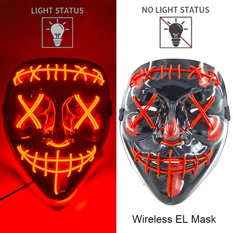 Neon Halloween LED Masks - Scary Costume Outfit Mask
