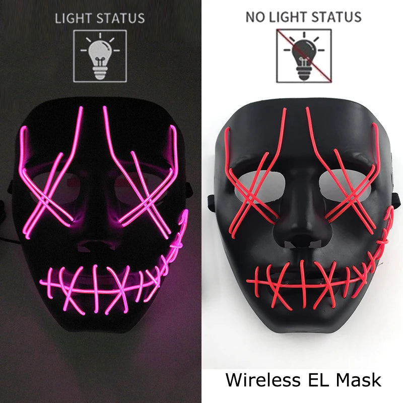 Neon Halloween LED Masks - Scary Costume Outfit Mask