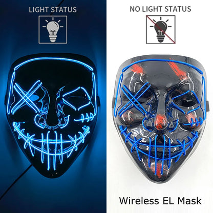 Neon Halloween LED Masks - Scary Costume Outfit Mask