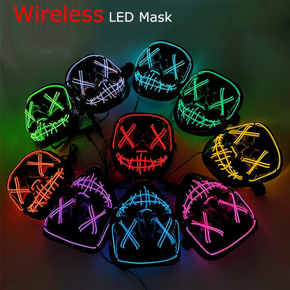 Neon Halloween LED Masks - Scary Costume Outfit Mask