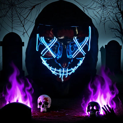 Neon Halloween LED Masks - Scary Costume Outfit Mask