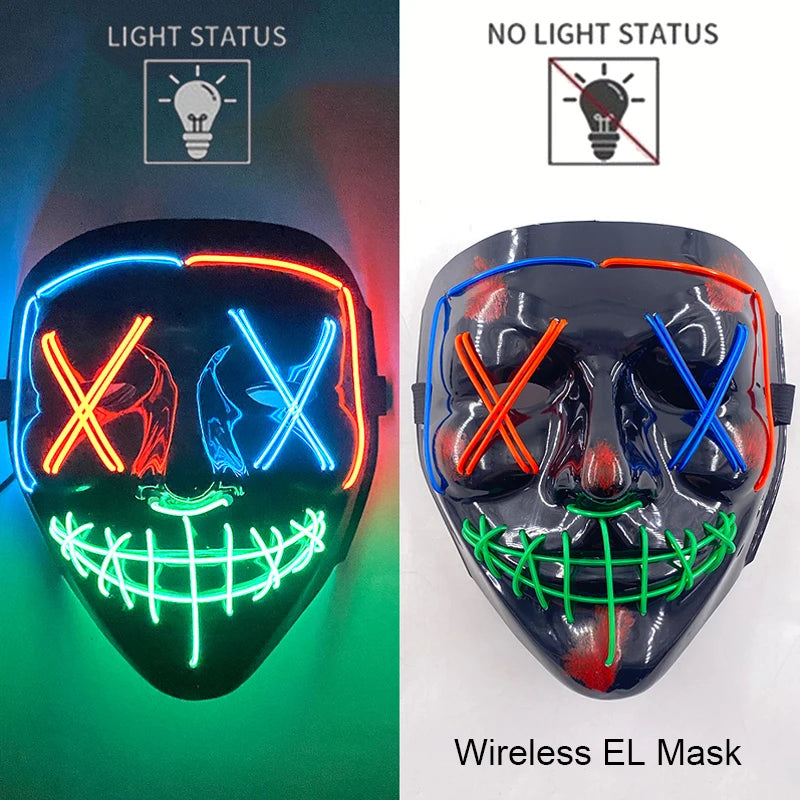Neon Halloween LED Masks - Scary Costume Outfit Mask