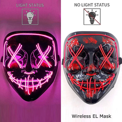 Neon Halloween LED Masks - Scary Costume Outfit Mask