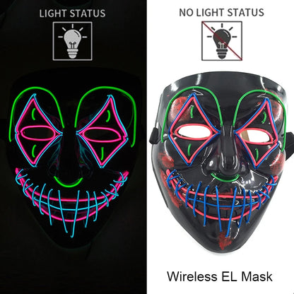 Neon Halloween LED Masks - Scary Costume Outfit Mask