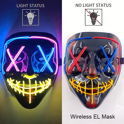 Neon Halloween LED Masks - Scary Costume Outfit Mask