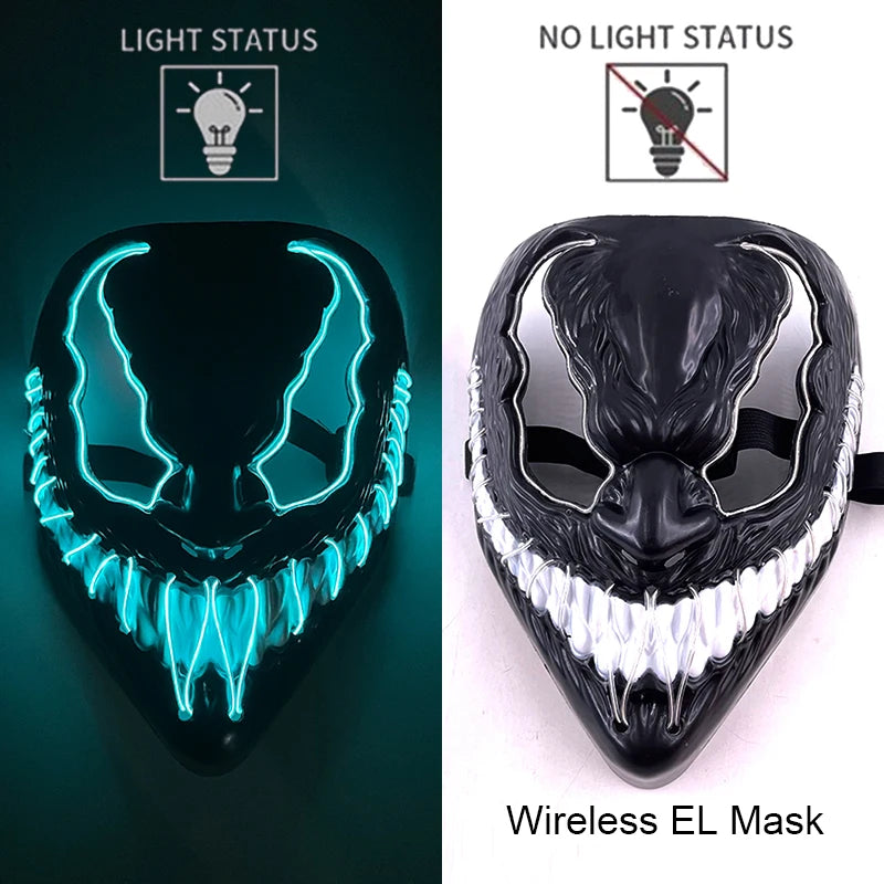 Neon Halloween LED Masks - Scary Costume Outfit Mask