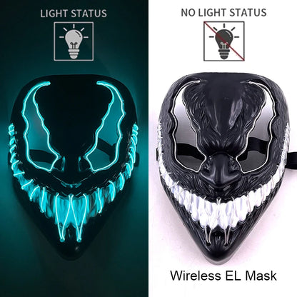 Neon Halloween LED Masks - Scary Costume Outfit Mask