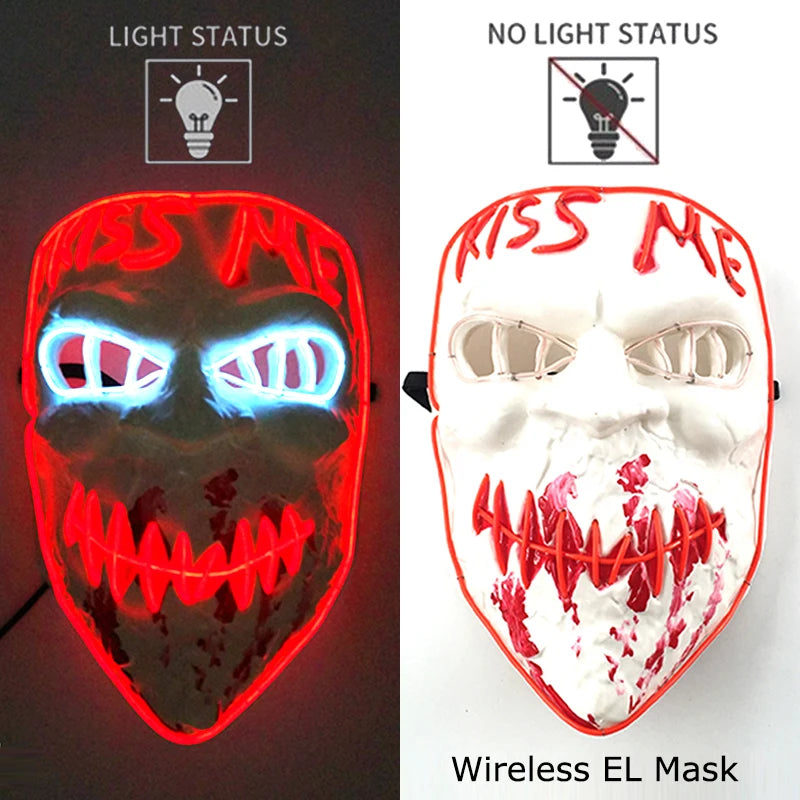 Neon Halloween LED Masks - Scary Costume Outfit Mask