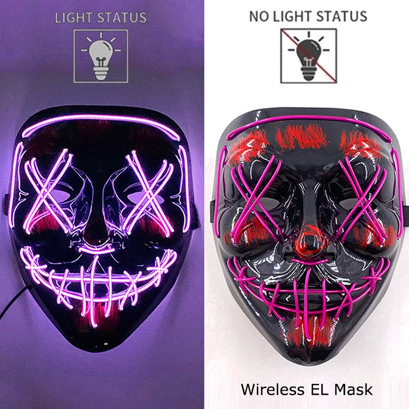 Neon Halloween LED Masks - Scary Costume Outfit Mask