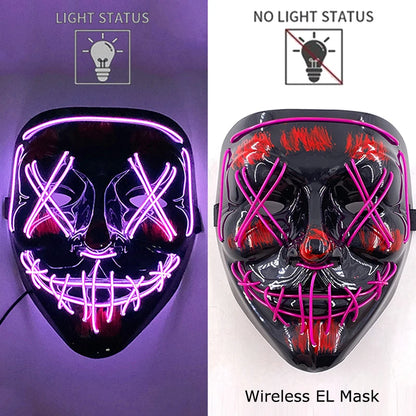 Neon Halloween LED Masks - Scary Costume Outfit Mask