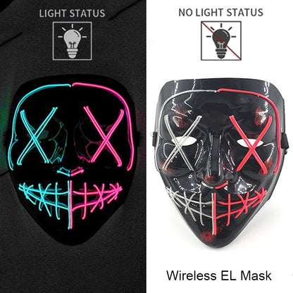 Neon Halloween LED Masks - Scary Costume Outfit Mask