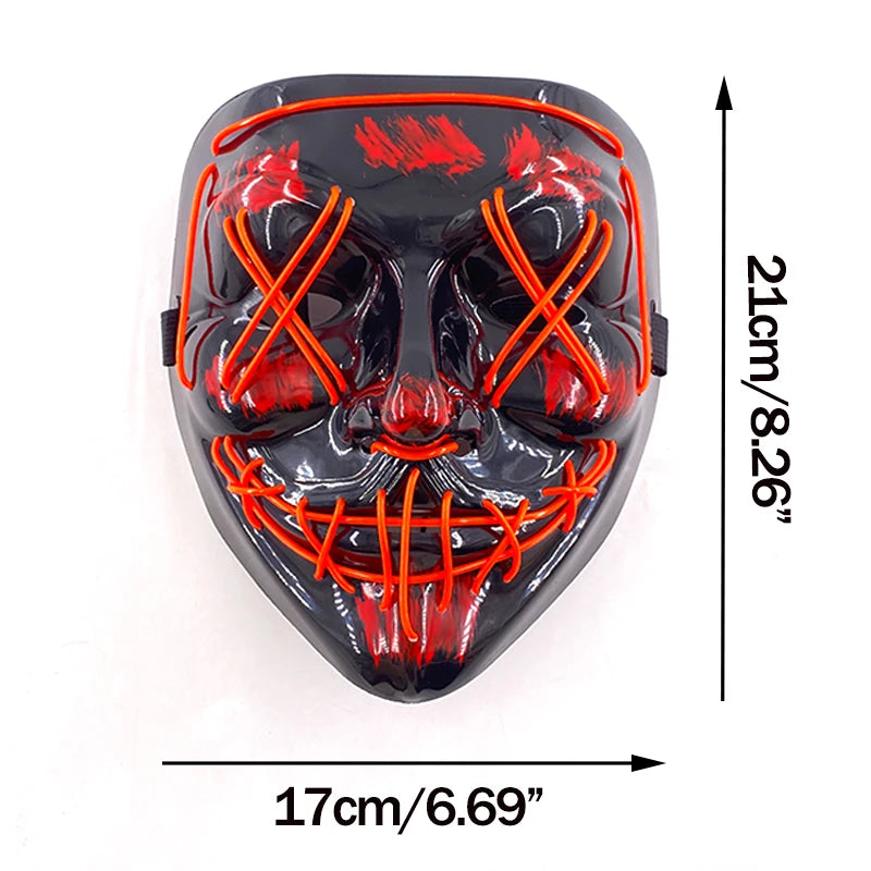 Neon Halloween LED Masks - Scary Costume Outfit Mask