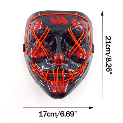 Neon Halloween LED Masks - Scary Costume Outfit Mask