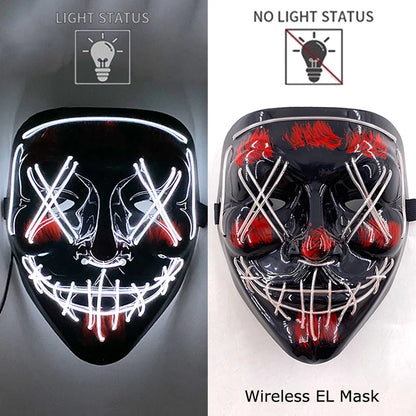 Neon Halloween LED Masks - Scary Costume Outfit Mask