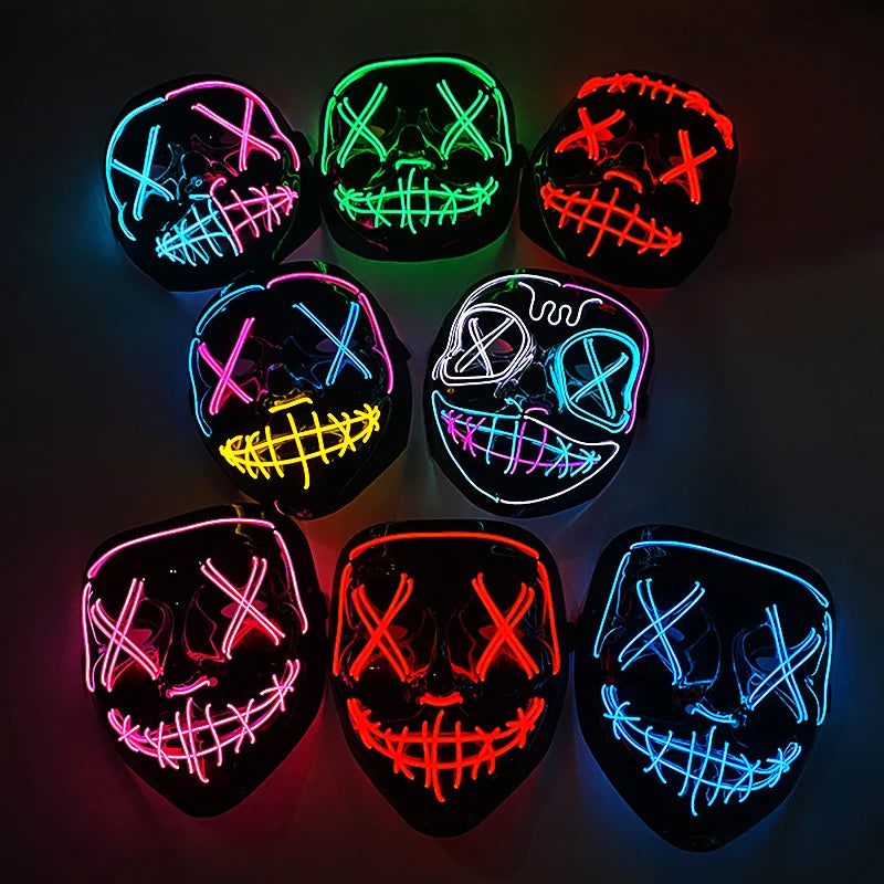 Neon Halloween LED Masks - Scary Costume Outfit Mask