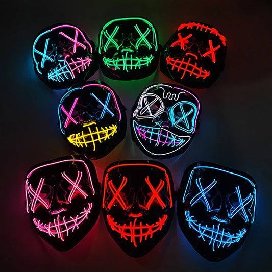 Neon Halloween LED Masks - Scary Costume Outfit Mask