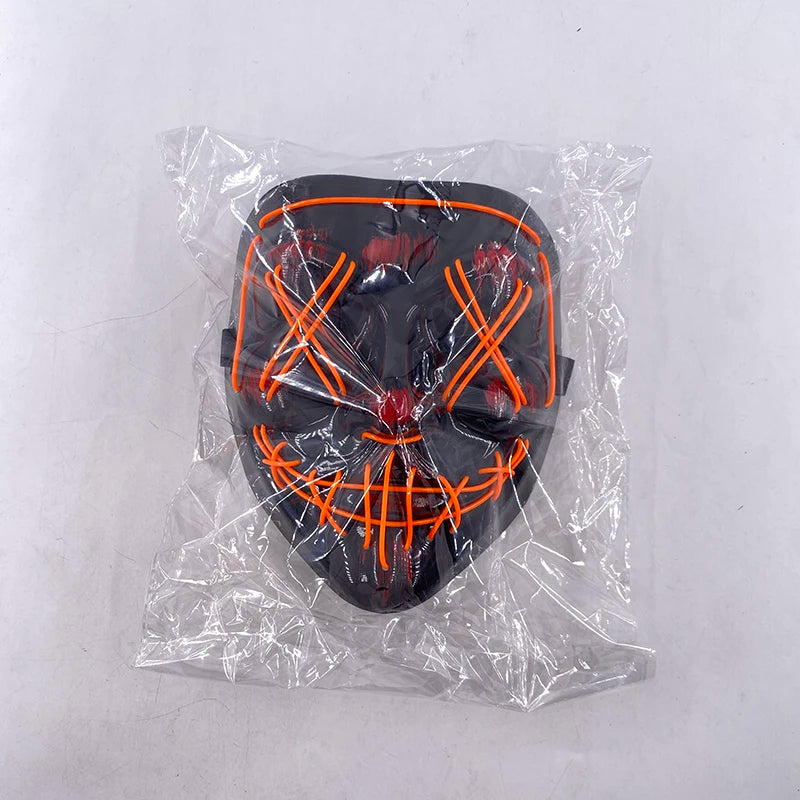 Neon Halloween LED Masks - Scary Costume Outfit Mask