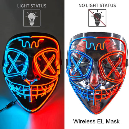 Neon Halloween LED Masks - Scary Costume Outfit Mask