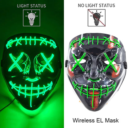 Neon Halloween LED Masks - Scary Costume Outfit Mask