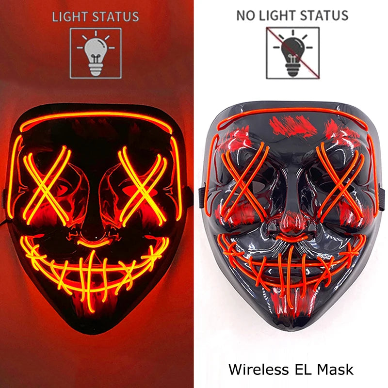 Neon Halloween LED Masks - Scary Costume Outfit Mask